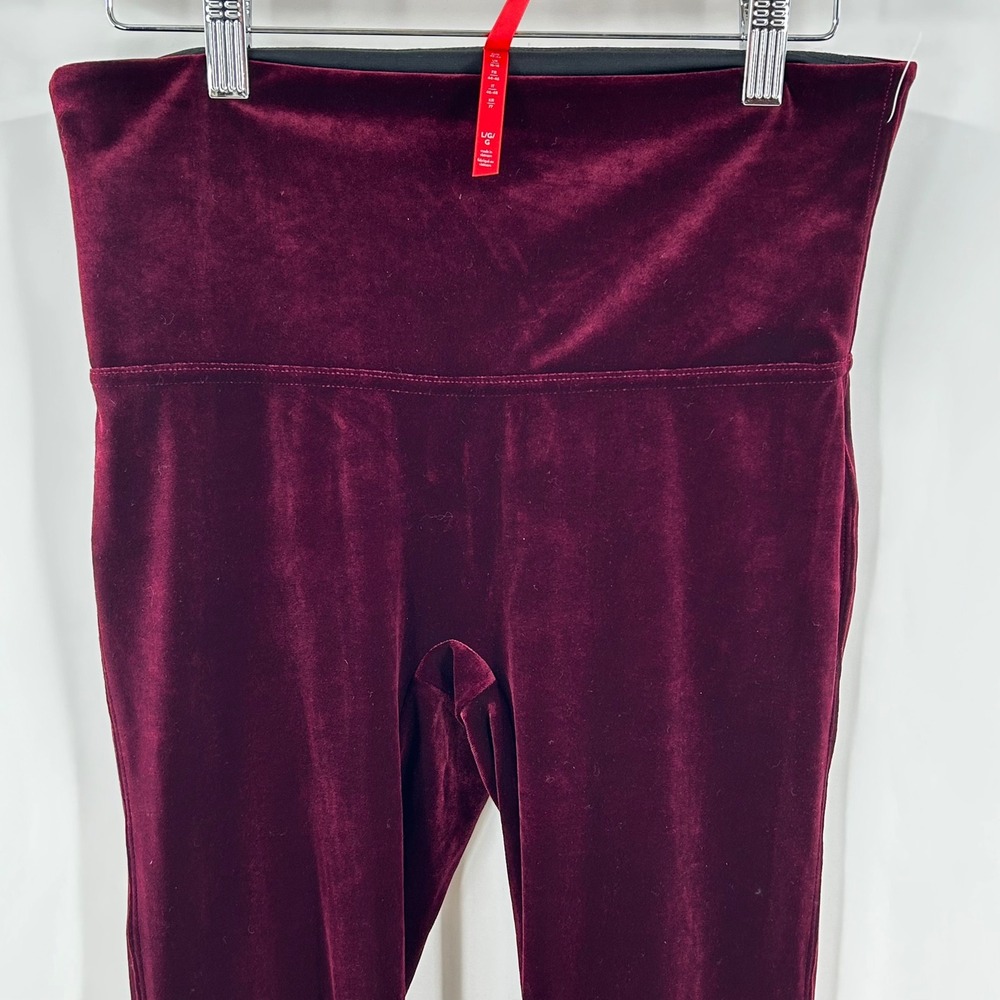 Spanx Velvet Leggings Burgundy Wine High Waisted Slimming Large L 20247R‎